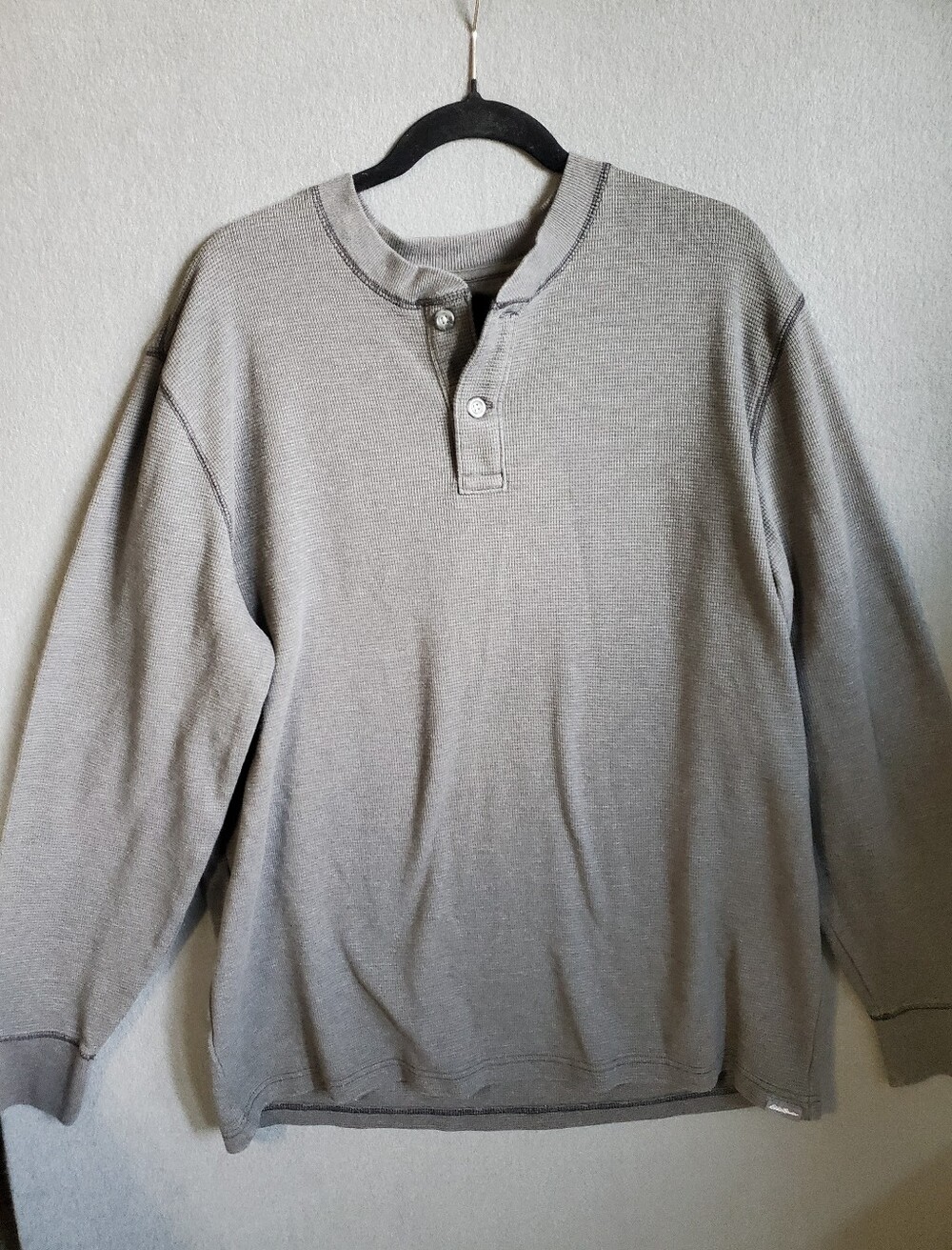 Eddie Bauer Thermal Men's Charcoal Grey Henley Long-Sleeve Shirt TXL Tall Men's
